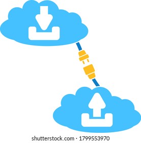 Cloud Connection Icon. Flat Color Design. Vector Illustration.