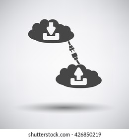 Cloud connection icon on gray background with round shadow. Vector illustration.