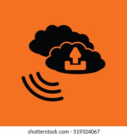 Cloud connection icon. Orange background with black. Vector illustration.