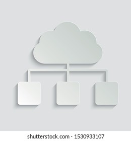 cloud connection icon. smart devices icon  paper with shadow 