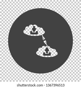 Cloud connection icon. Subtract stencil design on tranparency grid. Vector illustration.