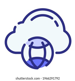 cloud connection internet technology single isolated icon with dash or dashed line style