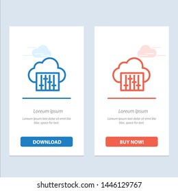 Cloud, Connection, Music, Audio  Blue and Red Download and Buy Now web Widget Card Template