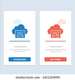 Cloud, Connection, Music, Audio  Blue and Red Download and Buy Now web Widget Card Template