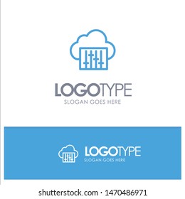 Cloud, Connection, Music, Audio Blue Logo Line Style. Vector Icon Template background