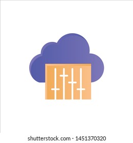 Cloud, Connection, Music, Audio  Flat Color Icon. Vector icon banner Template
