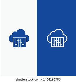 Cloud, Connection, Music, Audio Line and Glyph Solid icon Blue banner. Vector Icon Template background