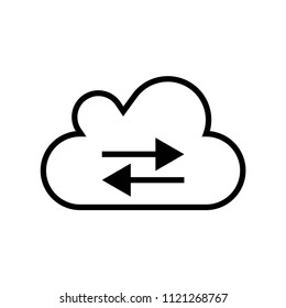Cloud connection symbol with two arrows to opposite directions icon vector icon. Simple element illustration. Cloud connection symbol with two arrows to opposite directions symbol design. 