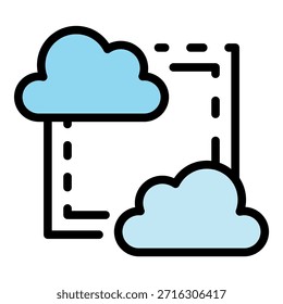Cloud connection system icon. Outline cloud connection system vector icon color flat isolated