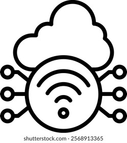 Cloud Connectivity Vector Lineal Icon On White Background.