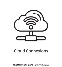 Cloud Connections Vector Outline Icon Design Illustration. Cloud-Computing-Symbol auf weißem Hintergrund - EPS10-Datei