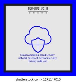 Cloud conputing, cloud swcurity,  vector icon