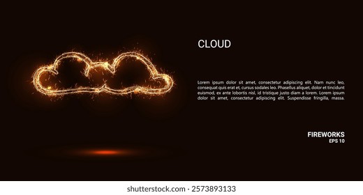 Cloud. A cloud consists of sparks and fire. Festive bright fireworks. Decorative element for celebrations and holidays. Vector illustration.