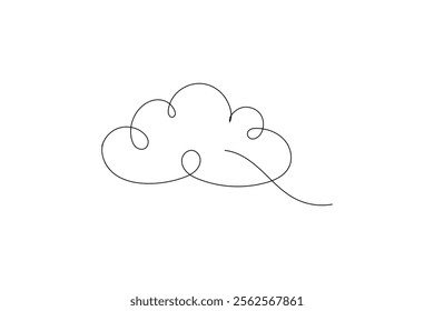 cloud continuous line drawing summer concept
 Isolated on white background 