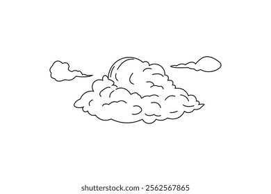 cloud continuous line drawing summer concept
 Isolated on white background 
