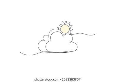 Cloud Continuous line drawing Vector illustration