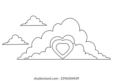 cloud continuous one line art drawing of isolated outline vector illustration

