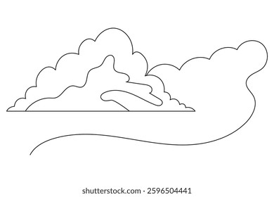 cloud continuous one line art drawing of isolated outline vector illustration

