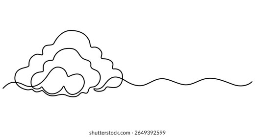 cloud continuous one line drawing, Cloud one line drawing, Cloud in the sky single line vector illustration. cloud continuous one line drawing, Continuous one single minimal drawing.