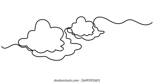 cloud continuous one line drawing, Cloud one line drawing, Cloud in the sky single line vector illustration. cloud continuous one line drawing, Continuous one single minimal drawing.