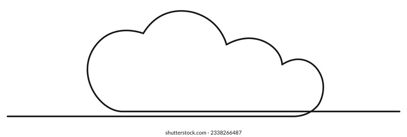 Cloud continuous one line drawn. Sky linear symbol. Vector illustration isolated on white.