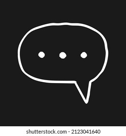 Cloud conversation bubble icon. White black sketch. Vector Illustration