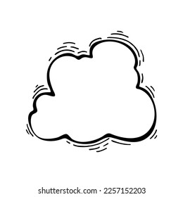 Cloud copy space line art. Empty speech bubble. Hand drawn vector sketch illustration.