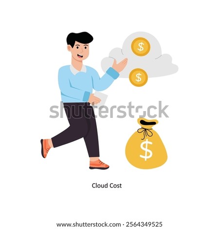 Cloud Cost concept vector illustration. Cloud Computing isolated On white Background.      