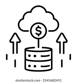 Cloud cost icon in line style