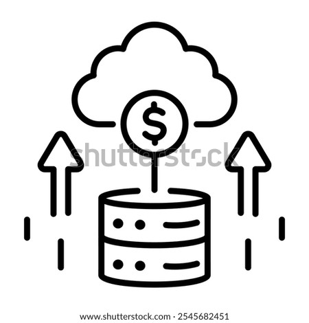 Cloud cost icon in line style