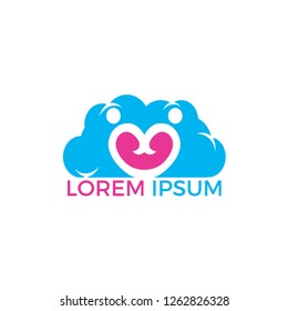 Cloud couple logo design. Couple heart in cloud vector design. Love cloud sign.