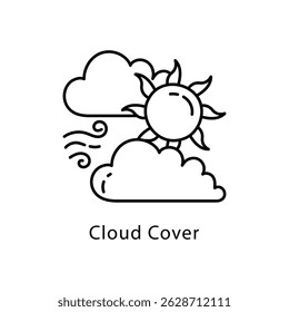 Cloud Cover Vector Outline Style Icon. Eps 10 file