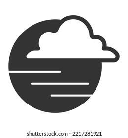 Cloud covers the sun, the moon - icon, illustration on white background, glyph style