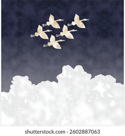 Cloud Cranes Birds Flying Mount