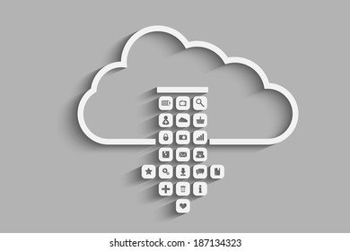 Cloud with creative arrow, app download concept