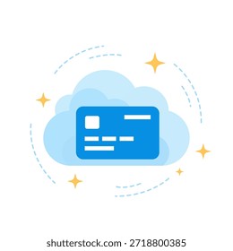 Cloud-Kreditkarte digitale Zahlungssicherheit flaches Design, Vektortechnologie-Symbol perfekt für Anwendung, leere State-UI-Grafiken