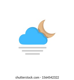 Cloud crescent fog icon. Simple line, outline vector of two color weather icons for ui and ux, website or mobile application