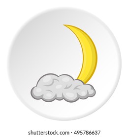 Cloud and crescent moon icon. Cartoon illustration of cloud and crescent moon vector icon for web