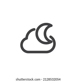 Icono de la línea de la luna nublada y creciente. signo de estilo lineal para concepto móvil y diseño web. Icono vectorial del contorno del tiempo nocturno nublado. Símbolo, ilustración del logotipo. Gráficos vectoriales