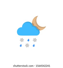 Cloud crescent rain drops lightning icon. Simple line, outline vector of two color weather icons for ui and ux, website or mobile application