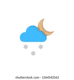 Cloud crescent snow snowflakes icon. Simple line, outline vector of two color weather icons for ui and ux, website or mobile application