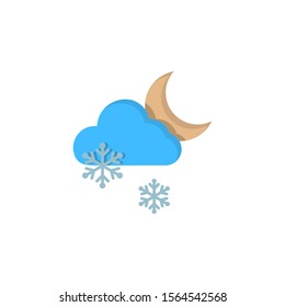 Cloud crescent snow snowflakes icon. Simple line, outline vector of two color weather icons for ui and ux, website or mobile application