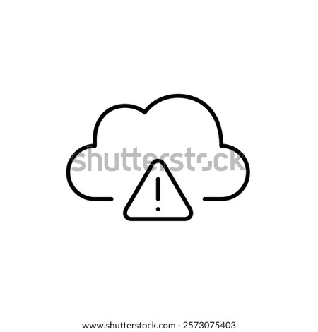 Cloud and critical alert symbol. Exclamation mark in triangle. Urgent data protection notification. Pixel perfect vector icon