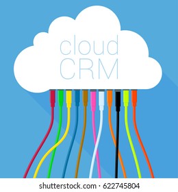 Cloud crm solution  customer relationship management online business process solution vector icon flat design application abstract template