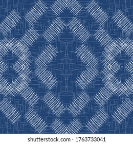 Cloud Cross Decoration Vector Seamless Pattern. Cyan Flannel Grid Illustration. Graphic Line Wallpaper. Denim Linear Repeat Pattern.