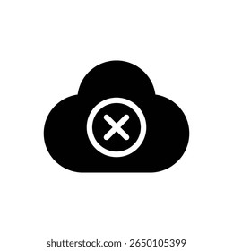 Cloud with cross mark symbol representing error failure access denied rejection data issue cloud storage problem disconnection alert warning digital service interruption