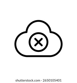 Nuvem com símbolo de marca cruzada representando erro falha acesso negado rejeição dados problema armazenamento em nuvem desconexão alerta aviso serviço digital interrupção