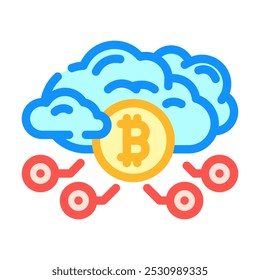 cloud cryptocurrency mining color icon vector. cloud cryptocurrency mining sign. isolated symbol illustration