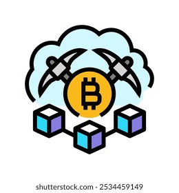 cloud cryptocurrency mining color icon vector. cloud cryptocurrency mining sign. isolated symbol illustration