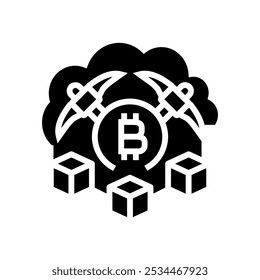 cloud cryptocurrency mining glyph icon vector. cloud cryptocurrency mining sign. isolated symbol illustration